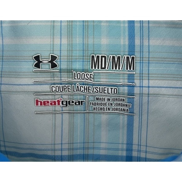 Under Armour Heatgear Loose Fit Long Sleeve Button Down Blue Men's Medium - Picture 3 of 4